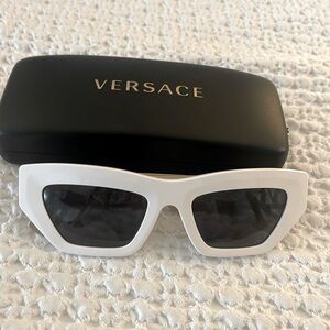 Versace VE4432U white cateye sunglasses.